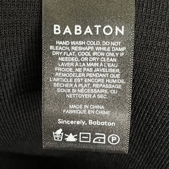 Babaton Black Ribbed Scoop Neck Long Sleeve Crop Top, L - Picture 7 of 8